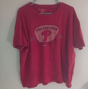 Philadelphia Phillies Tshirt Women's Large Red MLB Baseball Used